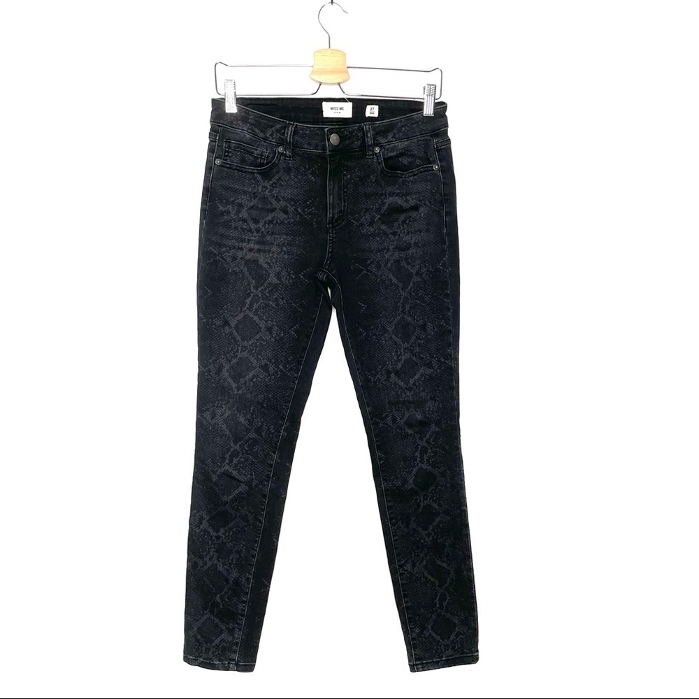 Miss Me | Skinny Black Python Pattern Jeans - image 1